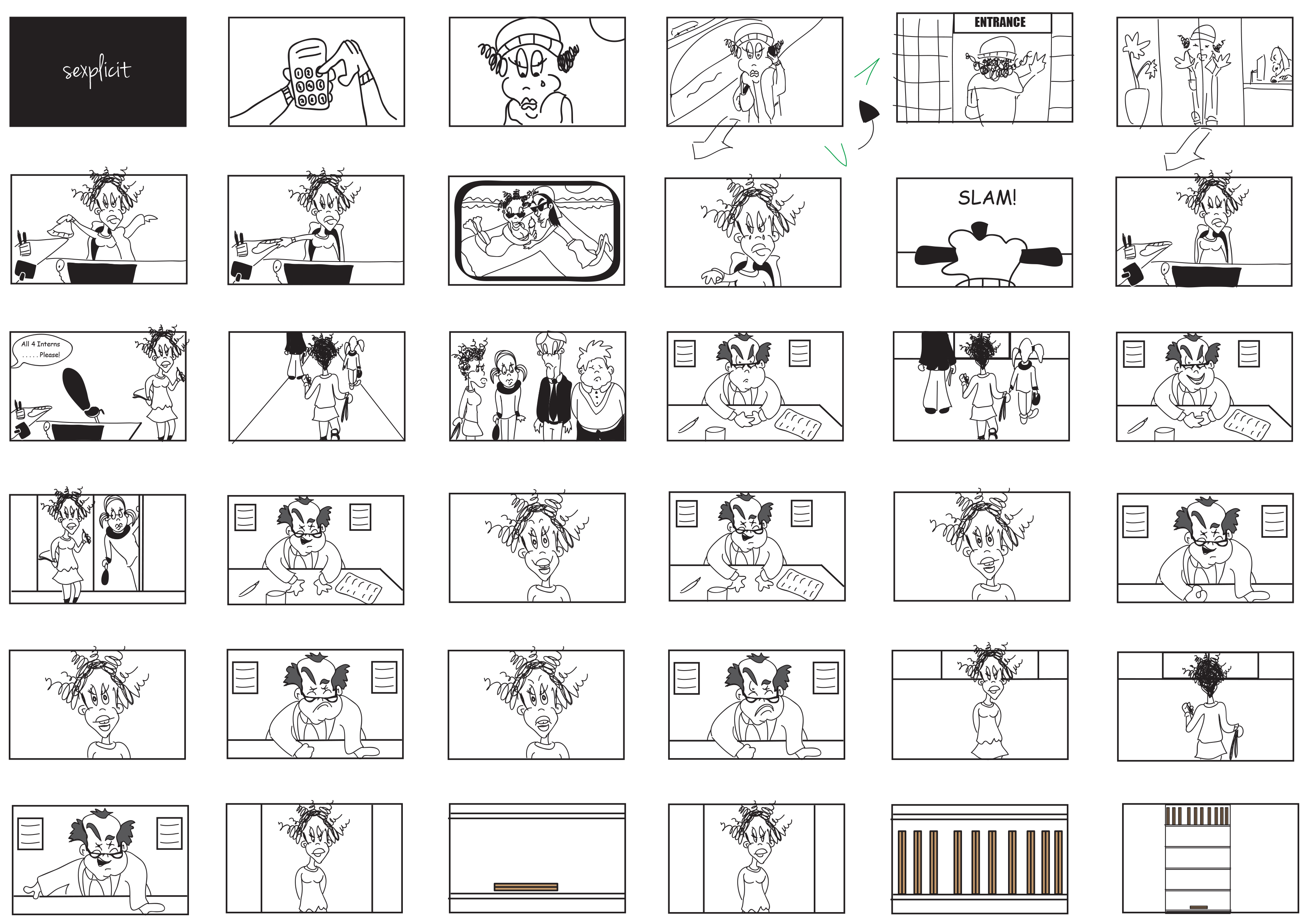 a storyboard for a sitcom